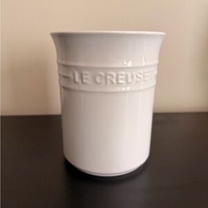 Le Creuset White Stoneware Crock with Beige Rim